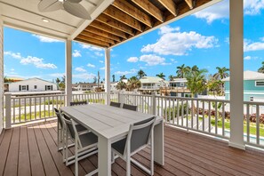 Outdoor dining - Sun & Salt Retreat: 5BR/4.5BA NEW Pool Home! (Fort Myers Beach)