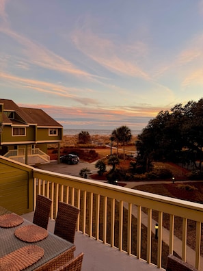 Outdoor dining - New Listing! Mariners Walk 3F- Ocean View Balcony! (Isle of Palms)