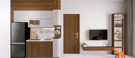 Standard Apartment | Private kitchen | Mini-fridge, stovetop