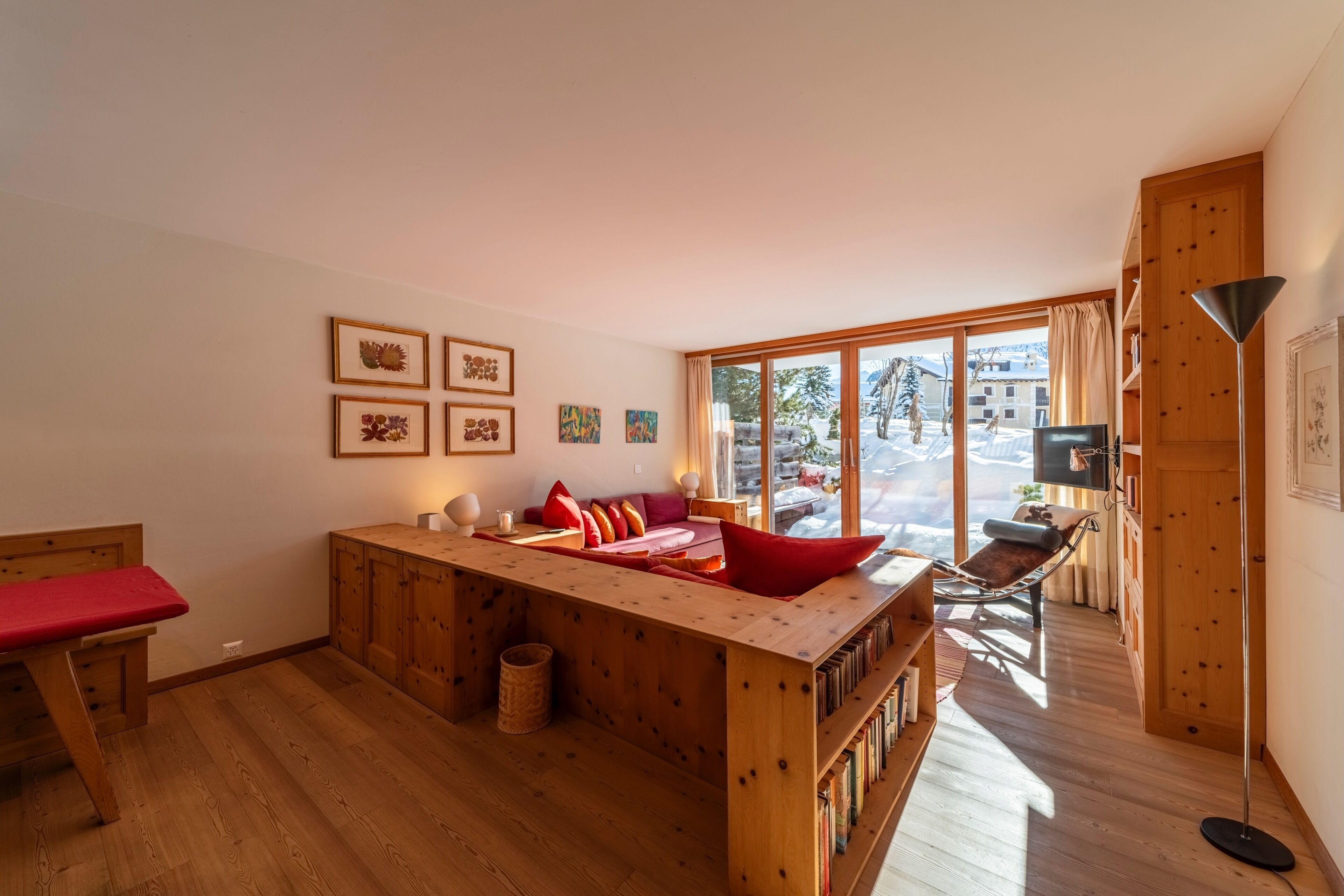 TV, books, music library, stereo