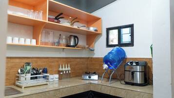 Classic Bungalow, 2 Bedrooms, Balcony | Private kitchen | Full-sized fridge, rice cooker, cookware/dishes/utensils, freezer