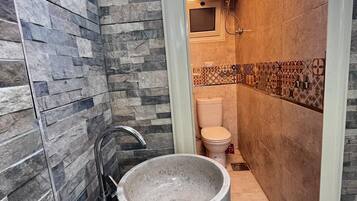 Shower, soap, toilet paper