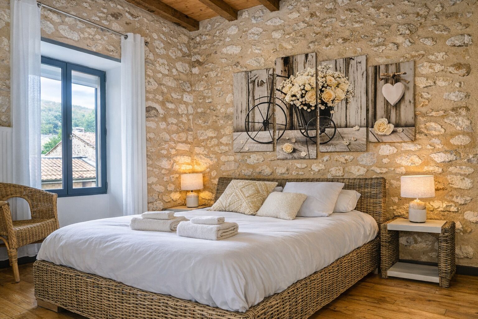 4 slaapkamers, een bureau, een strijkplank/strijkijzer, reisbedje