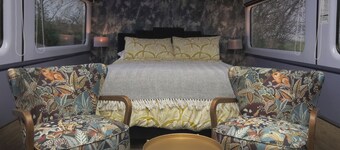 Railway train carriage beautifully converted for an unusual stay in Countryside