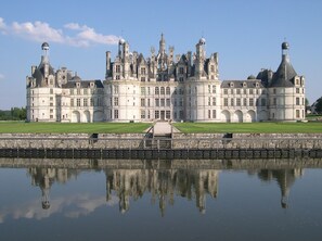 A large, historic building with multiple towers and arched windows, reflecting in a calm body of water in front. - Spacious 3-bedroom apartment in Tours Nord near the tramway (Tours)
