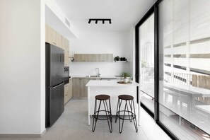 Fridge, microwave, oven, stovetop - #Beachfront 2BR w/Terrace in TLV | By SweetyGuest (Tel Aviv-Yafo)