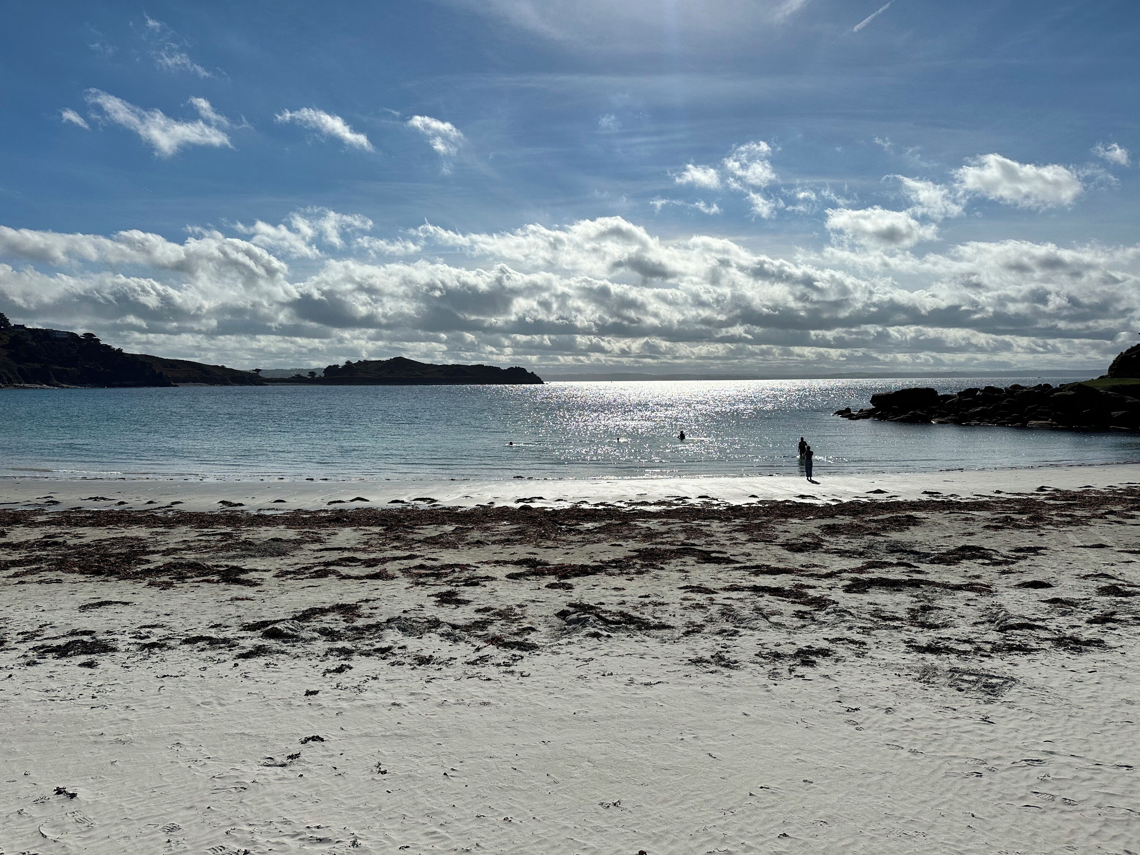 On the beach, sun loungers