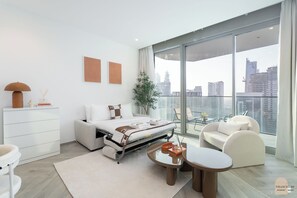 TV, fireplace - Luxueux vue Mer, Burj Khalifa et Burj al ara (Dubai)