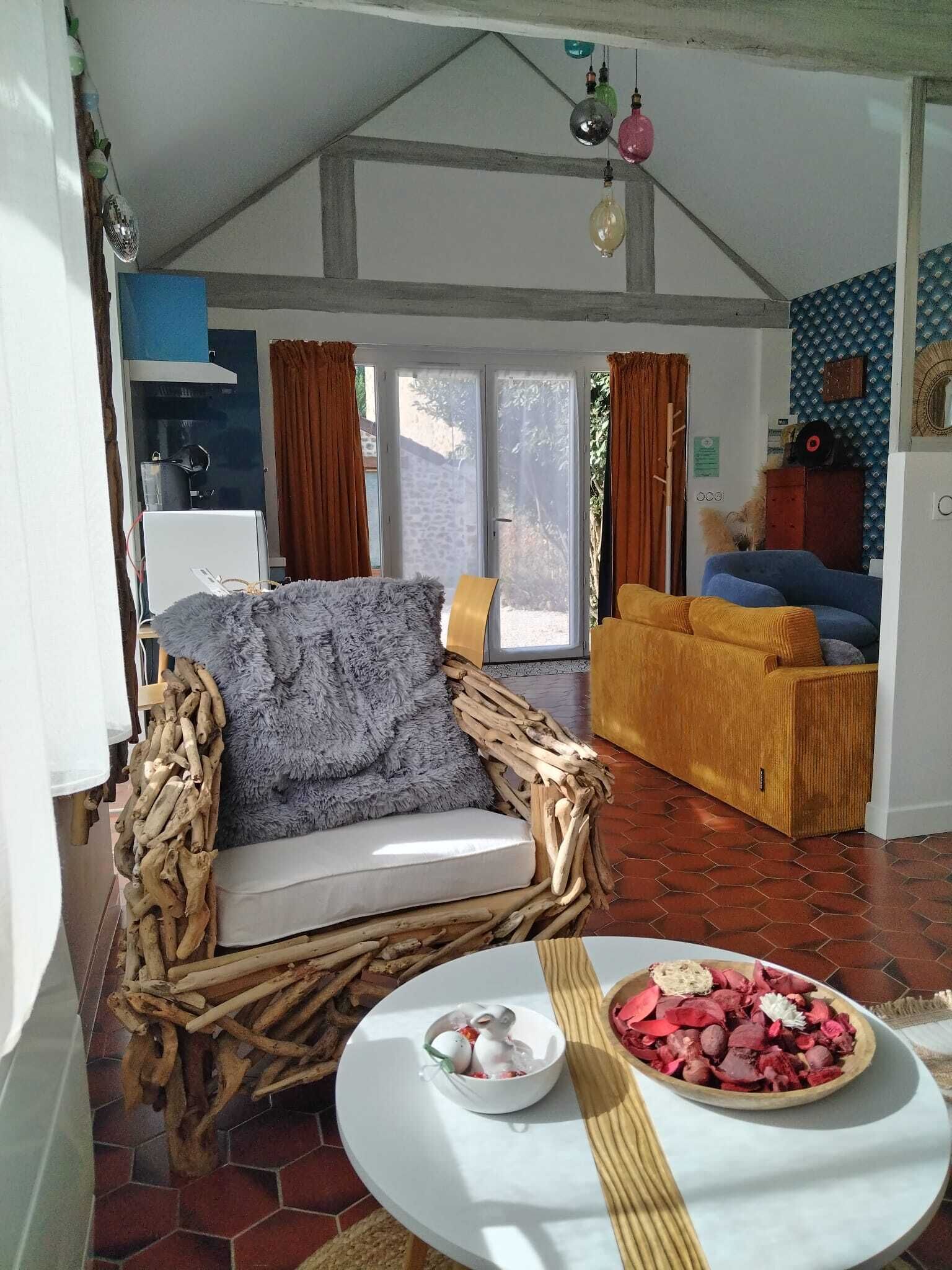 TV connectée, cheminée, lecteur de DVD, médiathèque