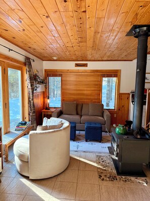 Smart TV, DVD player, books, video library