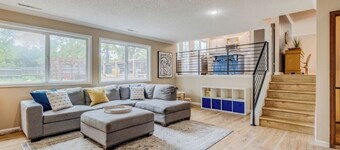 This is a roomy four-bedroom home with multiple living areas and mountain views.