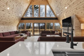 TV, fireplace, table football - Modern A-Frame Cabin | Game Room | Near Lake & Ski (Tobyhanna Township)
