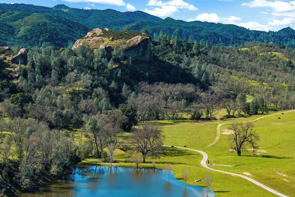 The ranch grazing land for cattle and hiking/biking trails