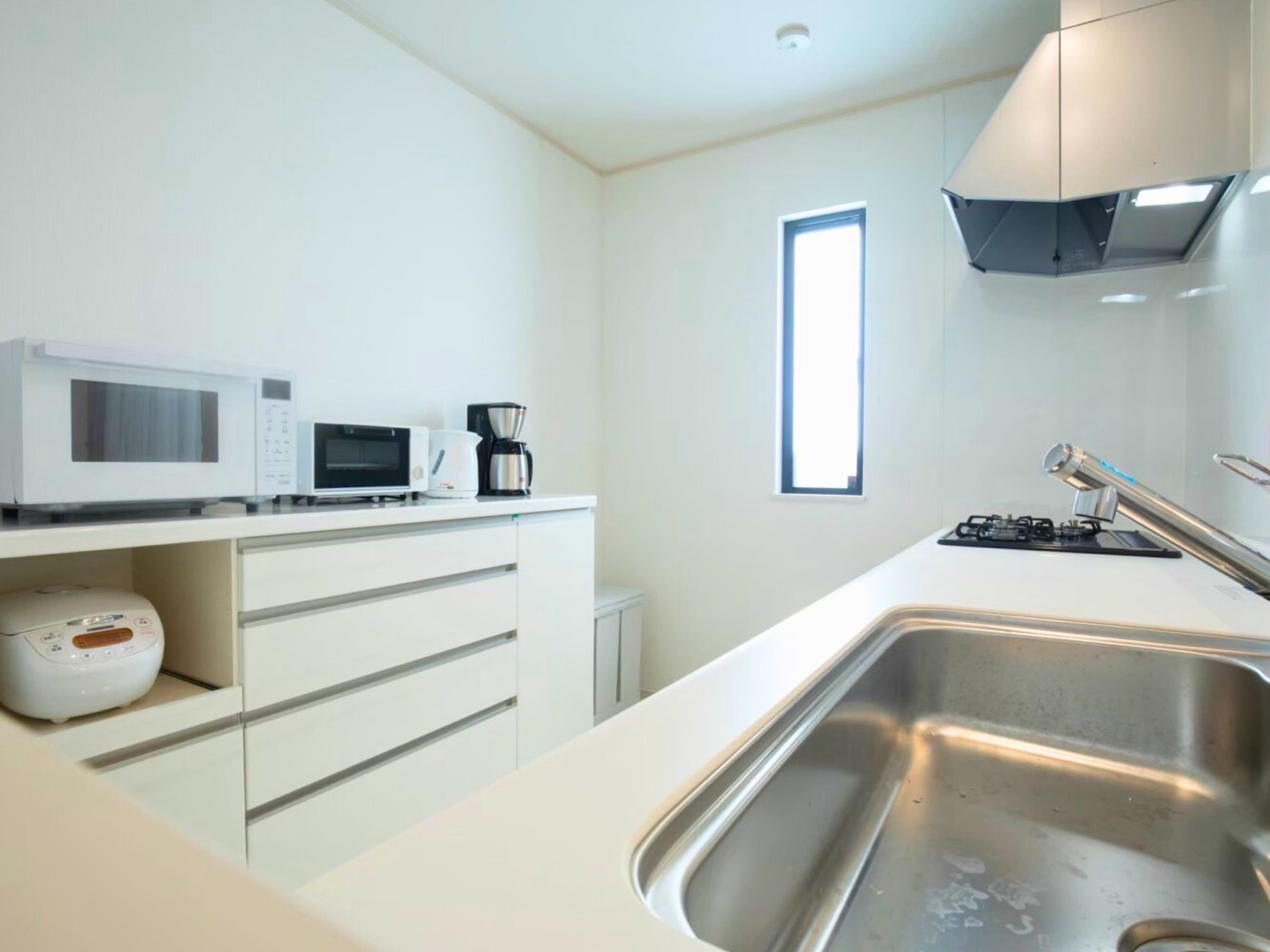 Full-size fridge, microwave, oven, stovetop