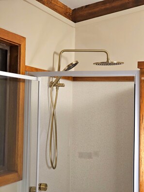 Shower, soap, toilet paper