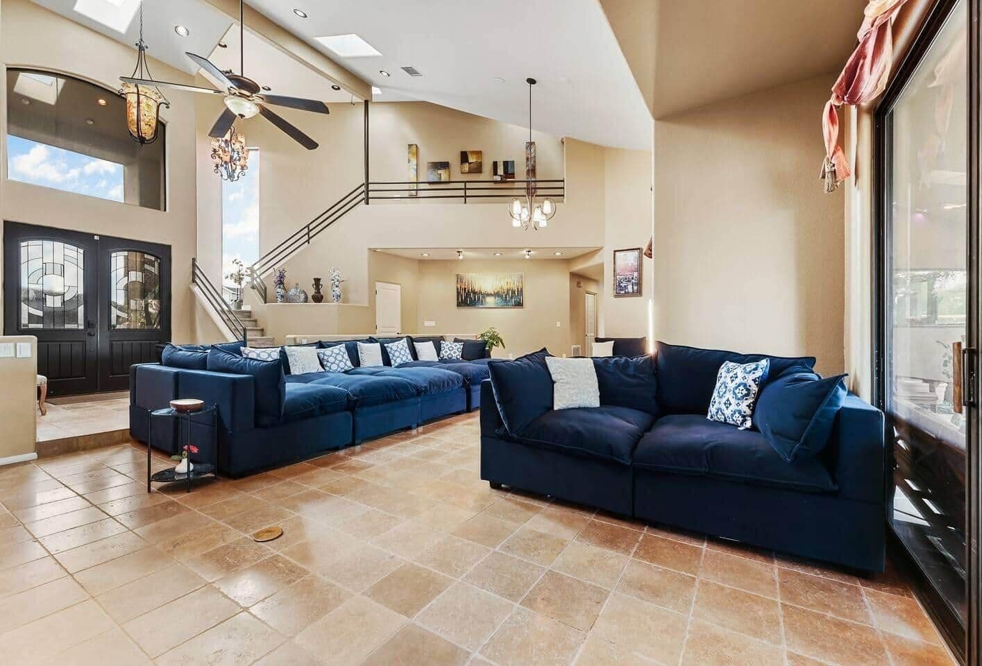 Smart TV, fireplace, video games, DVD player