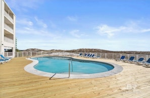 Outdoor pool, a heated pool - Beach front condo 1BR 2BA Condo Sleeps 6 Private Balcony, heated pool. (Orange Beach)