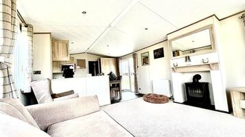 TV, fireplace