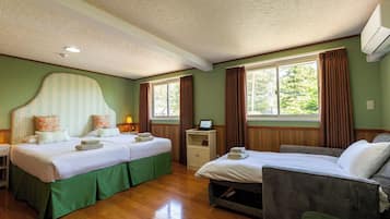 Premium bedding, individually decorated, desk, laptop workspace