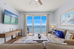 Condo, Multiple Beds, Balcony, Ocean View (Calypso Resort 902w) | Living area - Its Sea-esta Time! Sleep, Sun, & Sea on the 9th Floor! Sleeps 6! Beachfront! (Panama City Beach)