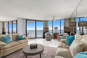 Condo, Multiple Beds, Balcony, Ocean View (Edgewater Leeward 300) | Living area - Buoy Oh Buoy! Sun, Sand, and Smiles Await! Sleeps 8! (Panama City Beach)