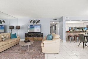 Condo, Multiple Beds, Balcony, Ocean View (Edgewater Leeward 300) | Living area - Buoy Oh Buoy! Sun, Sand, and Smiles Await! Sleeps 8! (Panama City Beach)