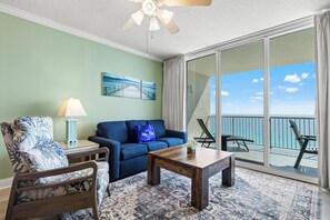 Condo, Multiple Beds, Balcony, Ocean View (Palazzo 1003) | Living area - Seas the Day! Your Perfect 2BR Beachfront Escape! Sleeps 8! (Panama City Beach)