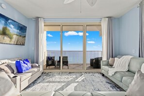 Living area - Looking for a Shore Thing? Here it is! 2BR 2.5ba Sleeps 8! Beachfront! (Panama City Beach)