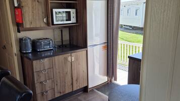 Fridge, microwave, oven, electric kettle