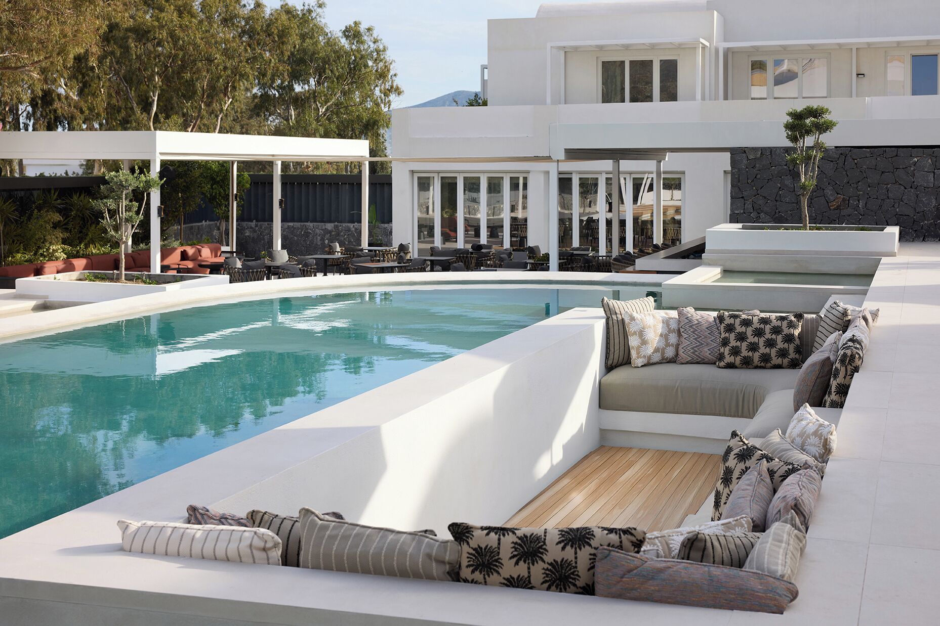 Indoor pool, seasonal outdoor pool, pool umbrellas, pool loungers