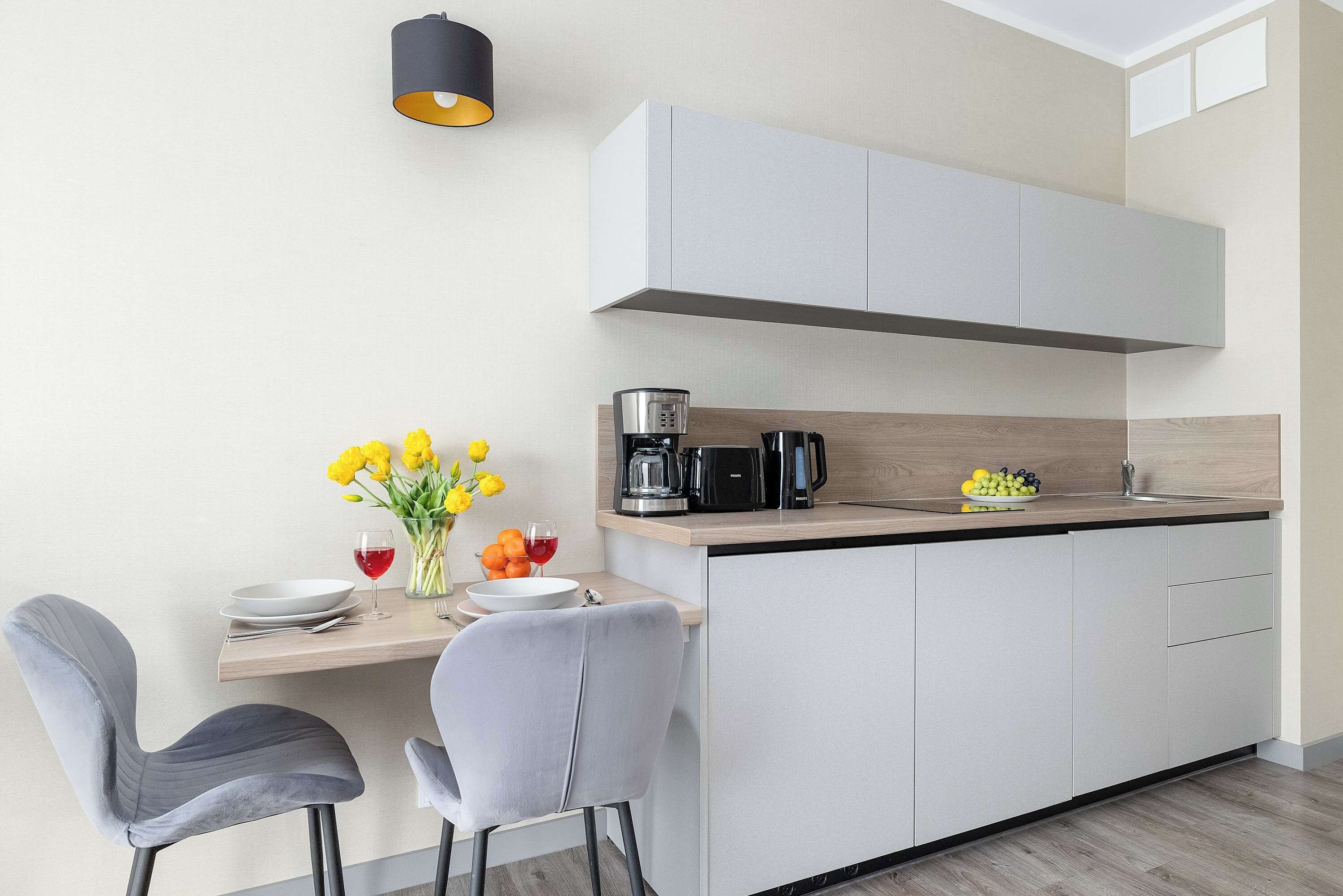 Réfrigérateur, micro-ondes, plaque de cuisson, lave-vaisselle