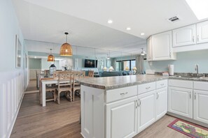 Fridge, microwave, oven, stovetop - Oceanfront condo sleeps 8, open for summer! (Panama City Beach)