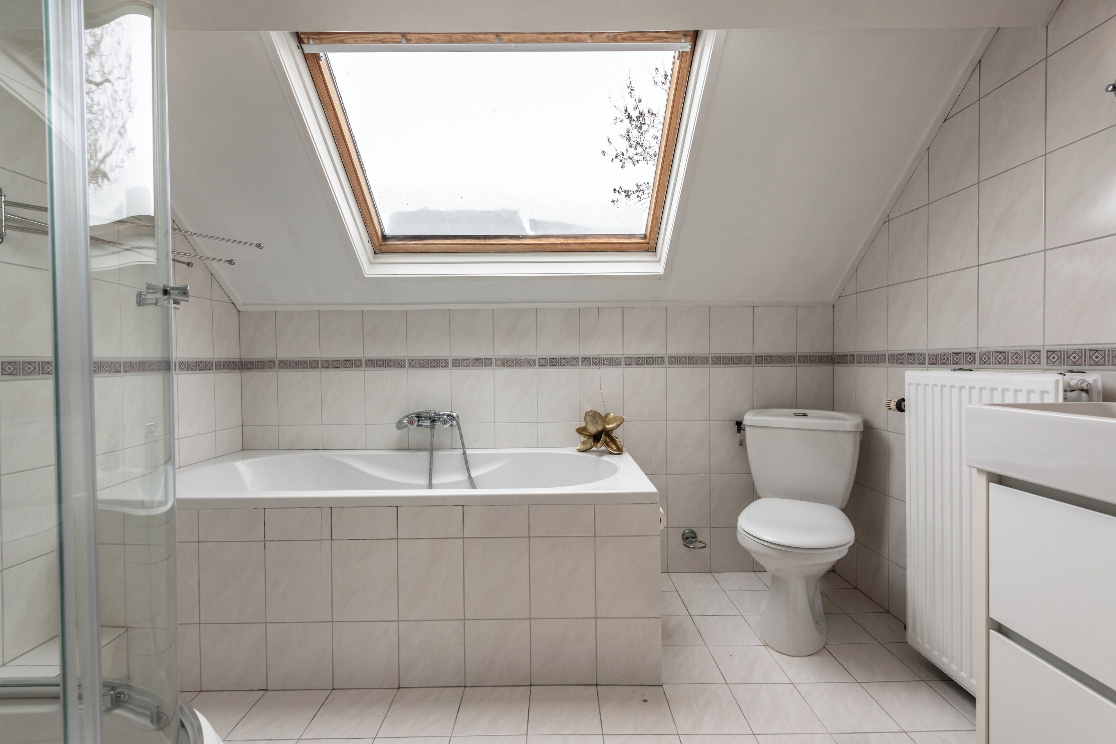 Douche, serviettes fournies, papier toilette
