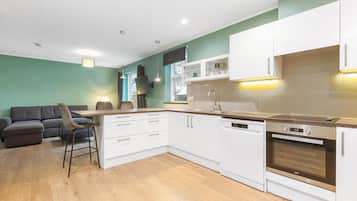 Fridge, oven, stovetop, dishwasher
