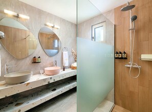 Shower, towels, soap, shampoo - Villa Kalathos Bay | Kalathos | Private Pool | 200m to Beach | Near Lindos (Rhodes)