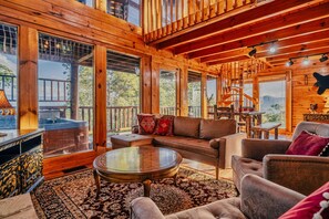 TV, fireplace, table football - Perfect Smokies Escape - Park View, Hot Tub & More (Sevierville)