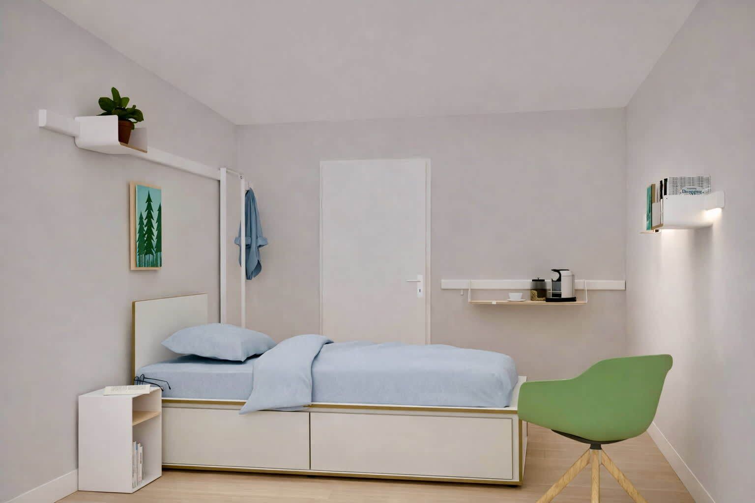 1 室のベッドルーム、デスク、WiFi、ベッドシーツ