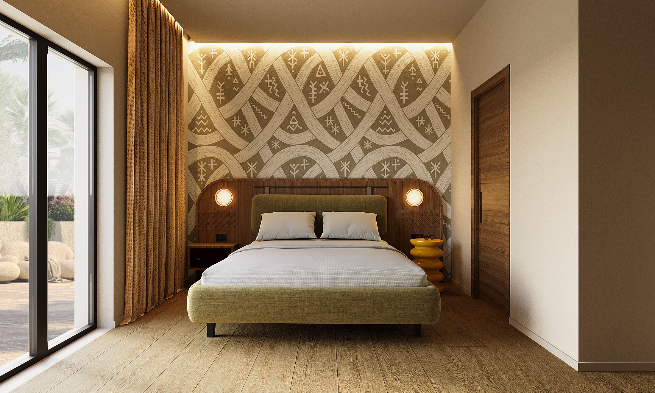 Superior-Zimmer, Terrasse | Schreibtisch, Bettwäsche