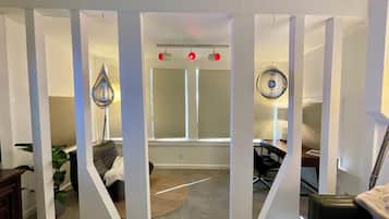 Deluxe Apartment, 1 Queen Bed with Sofa bed, Non Smoking, Kitchen | Living area | 75-inch Smart TV with digital channels, Netflix, Hulu