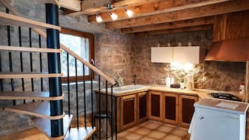 Frigorífico, microondas, horno y placa de cocina