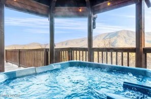 Outdoor spa tub - Brand New Listing! Mtn Views, Pool, Game Room, Hot Tub! (Pigeon Forge)