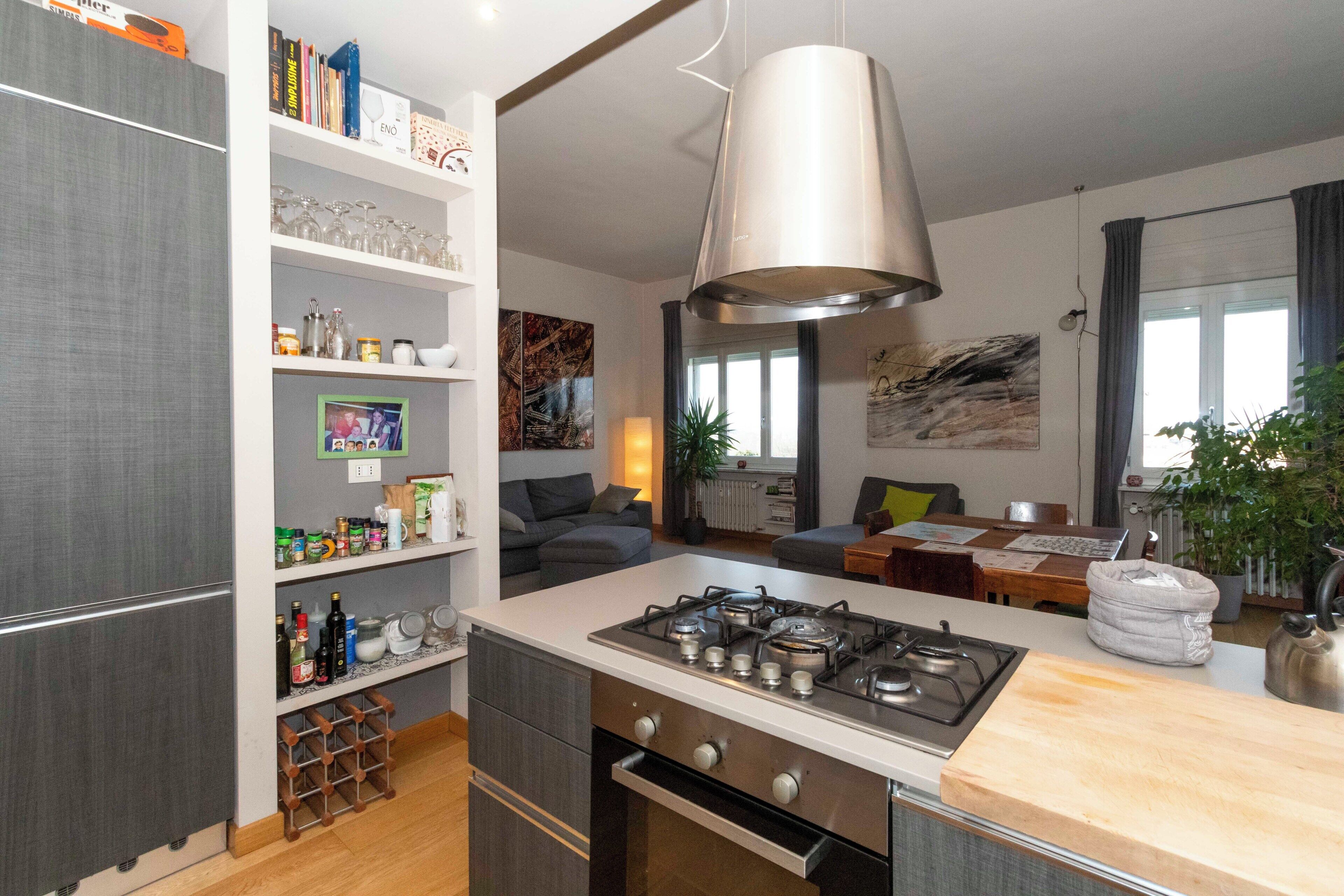 Apartment | Private kitchen | Full-size fridge, microwave, oven, stovetop