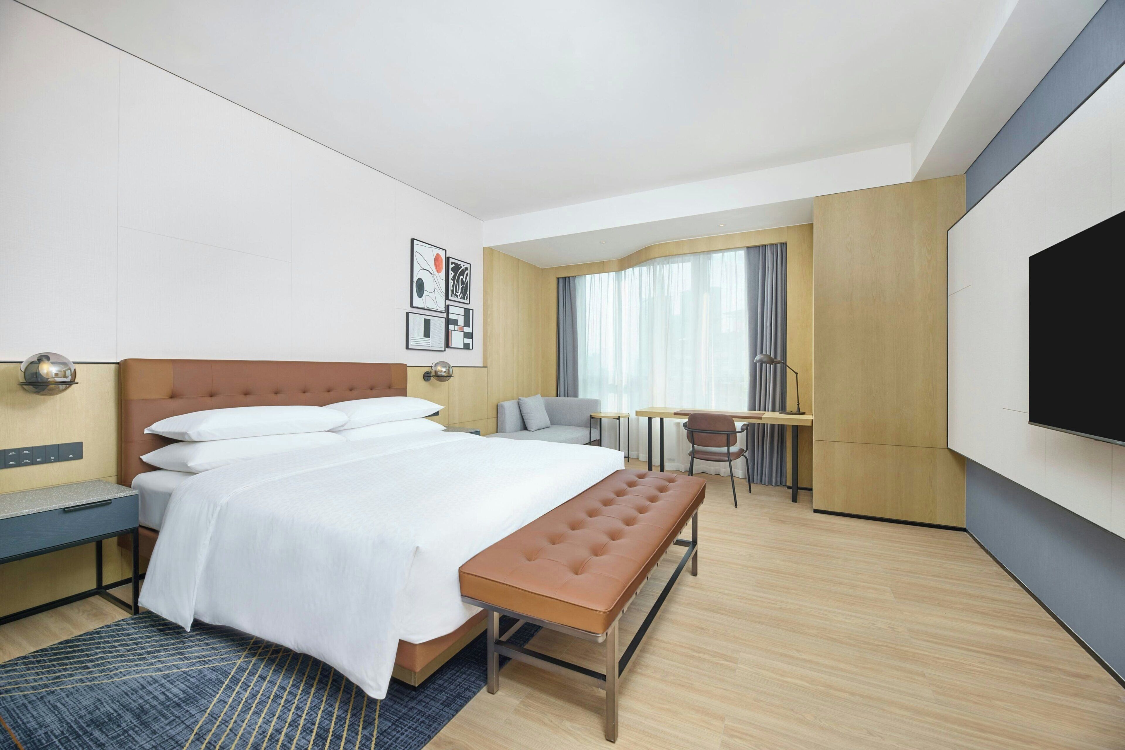 In-room safe, desk, laptop workspace, blackout curtains