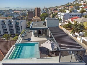 Utendørsbasseng, bassengparasoller og solsenger