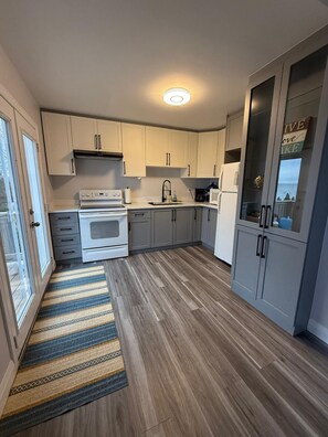 Private kitchen - Shallow Sandy Lakefront Cottage - Hot Tub, Sauna & Tiki Hut (Brechin)