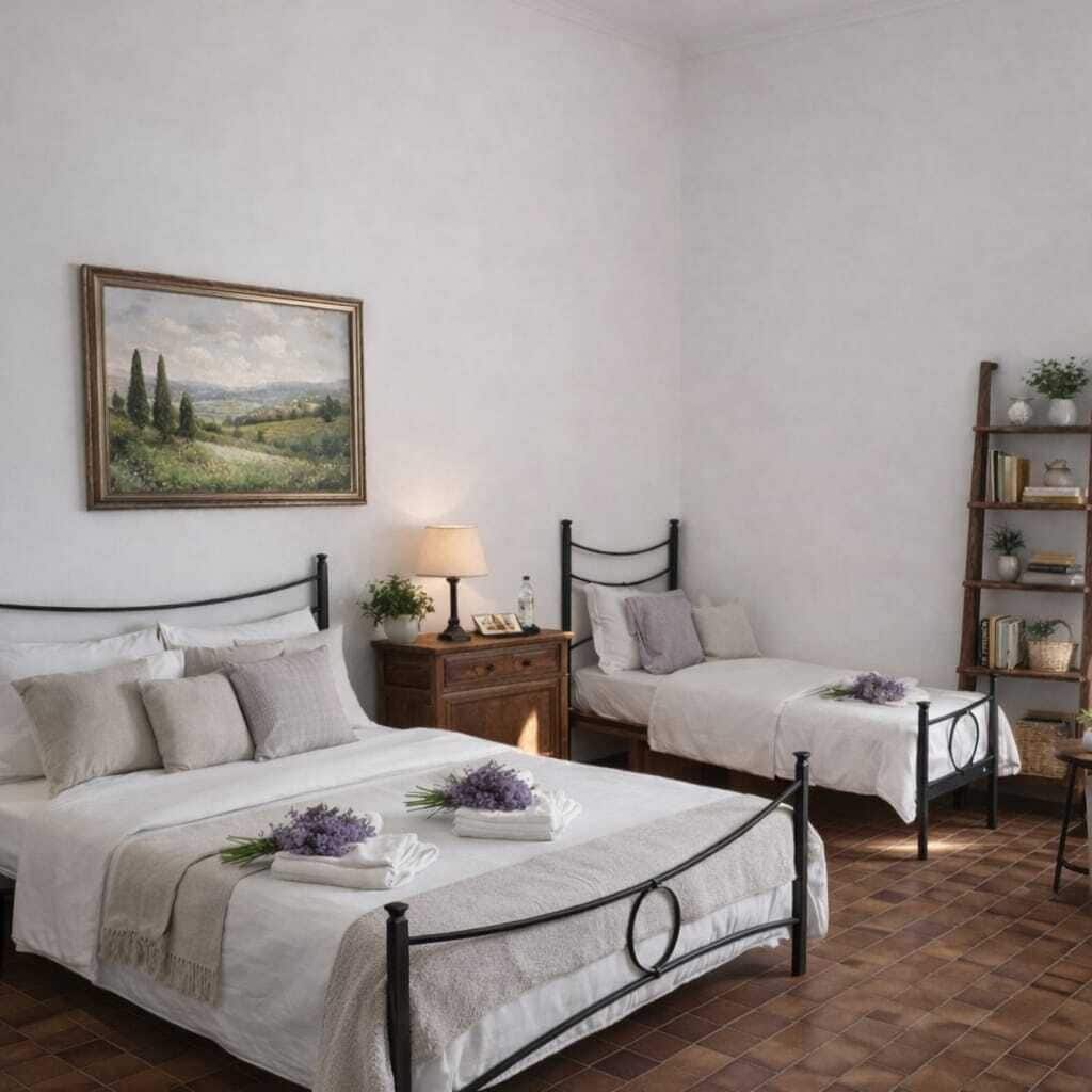 Chambre Triple Familiale, vue vignoble | Salle de bain | Sèche-cheveux, serviettes fournies, savon, shampoing