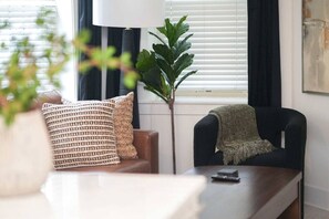 TV, fireplace - Stylish Work-Friendly 2BR | Shaw Metro & Dining (Washington)
