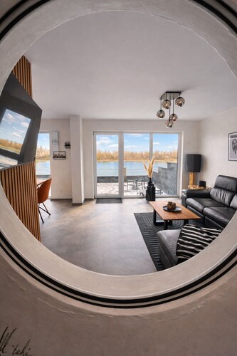 A painted view of the Rhine - designer house with sauna