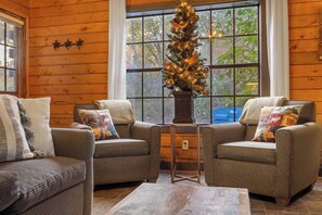 Living area - Adorable 2-bedroom condo cabin with AC in lively Branson close to everything! (Branson)