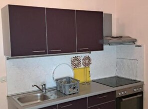 Fridge, microwave, stovetop, toaster - One Bedroom Apartment with Balcony and Sea View (Privlaka)